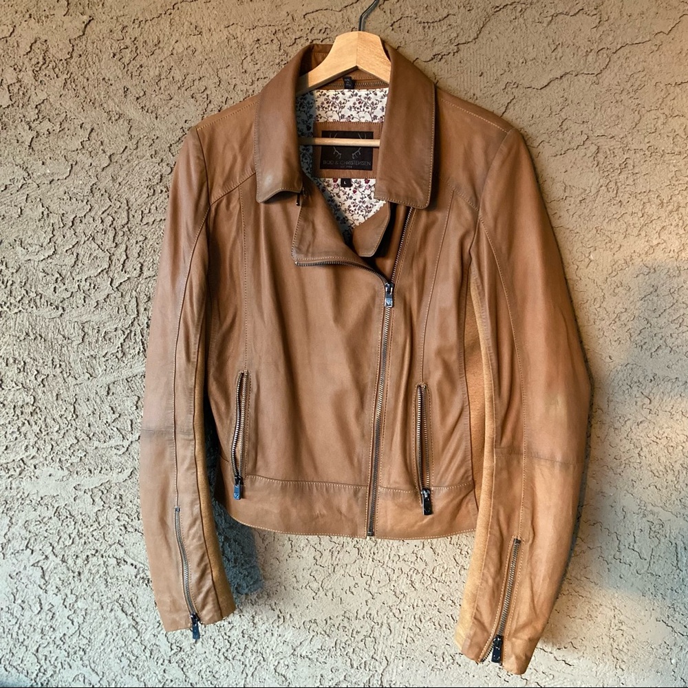 Leather MOTO Jacket, Soft Mixed Media ⭐️ GORGEOUS - Picture 3 of 15